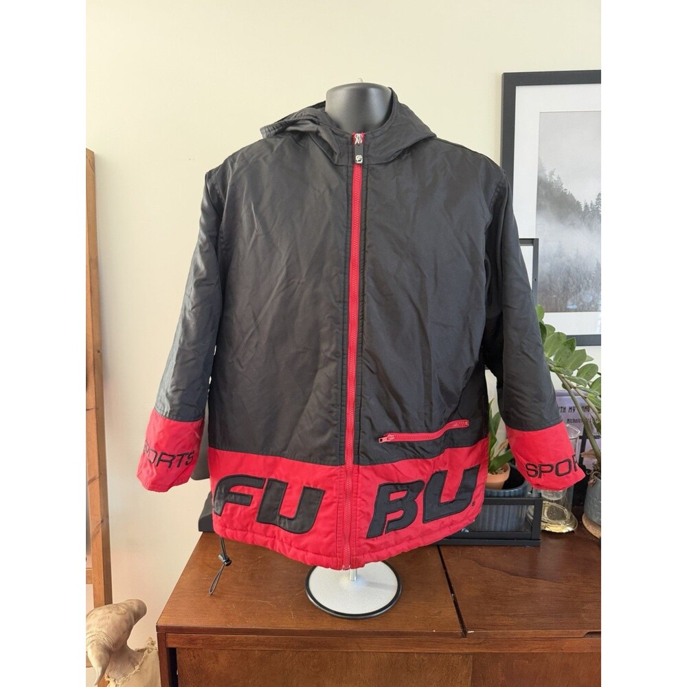 Vintage 90s Y2K FUBU Sports Womens L Hip Hop Spellout Hooded Jacket